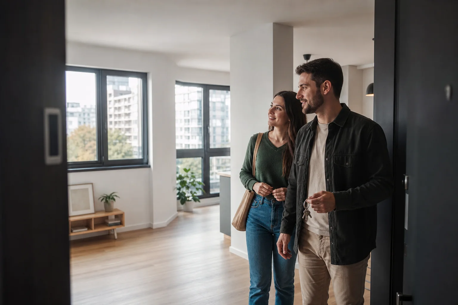 Cuplu care analizează prima locuință și variantele de finanțare